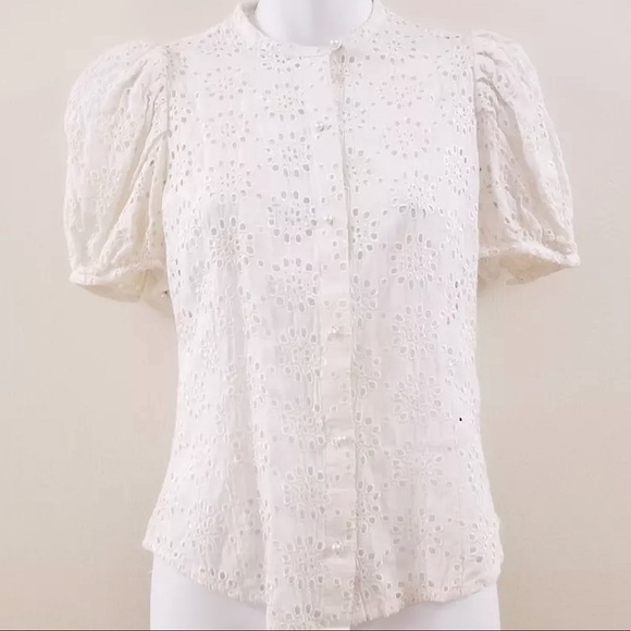 Anthropologie Tops - Anthropologie Lace Eyelet Lady Blouse 0 XS